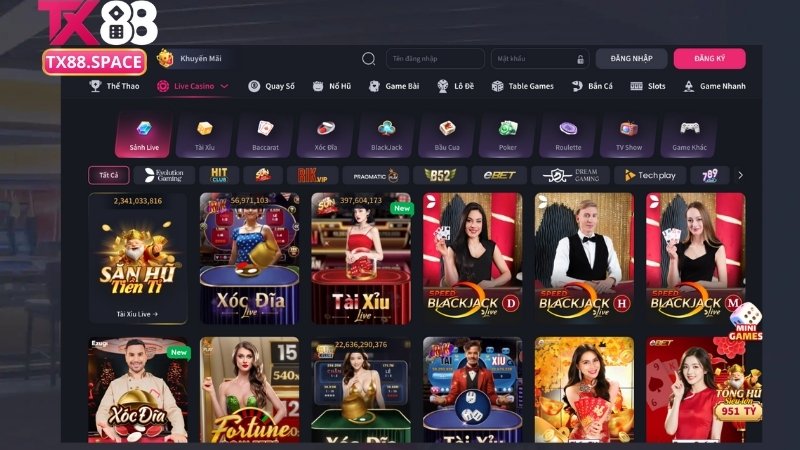 Khái quát về sảnh live casino trực tuyến TX88
