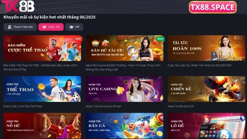 Khuyến mãi hoàn trả tại TX88