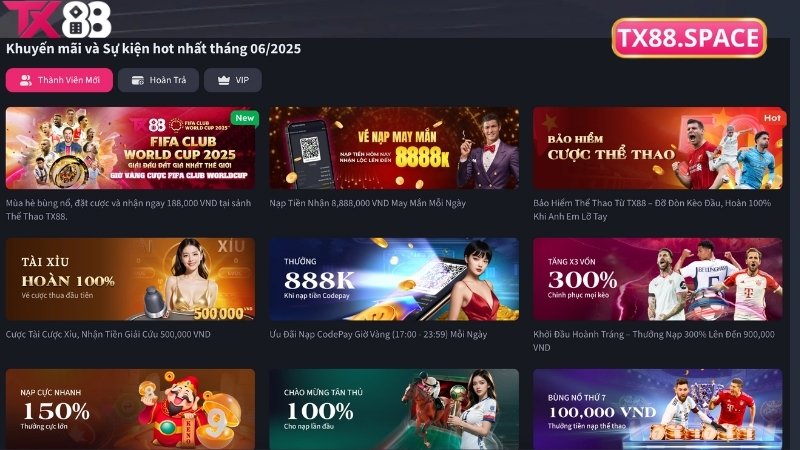 Khuyến mãi nạp đầu tại TX88