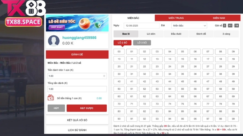 Lô đề siêu tốc TX88 rất dễ chơi